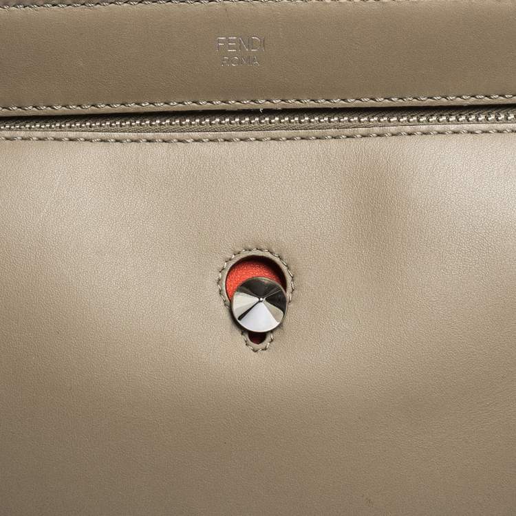 Pre Owned Fendi Bleeker Beige Leather Dotcom Top Handle Bag