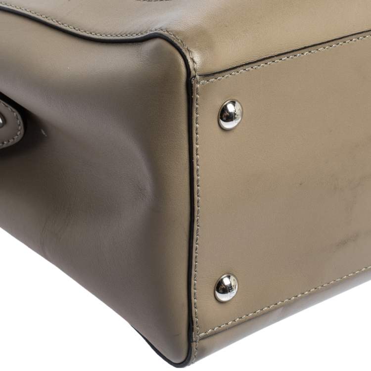 Pre Owned Fendi Bleeker Beige Leather Dotcom Top Handle Bag