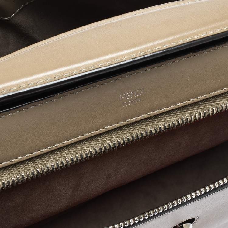Pre Owned Fendi Bleeker Beige Leather Dotcom Top Handle Bag