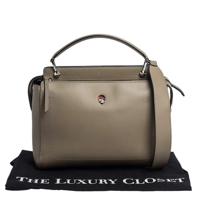 Pre Owned Fendi Bleeker Beige Leather Dotcom Top Handle Bag