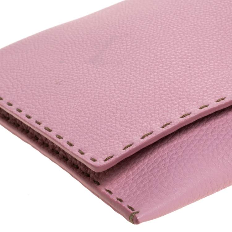Pre Owned Fendi Pink Leather Selleria Flap Clutch