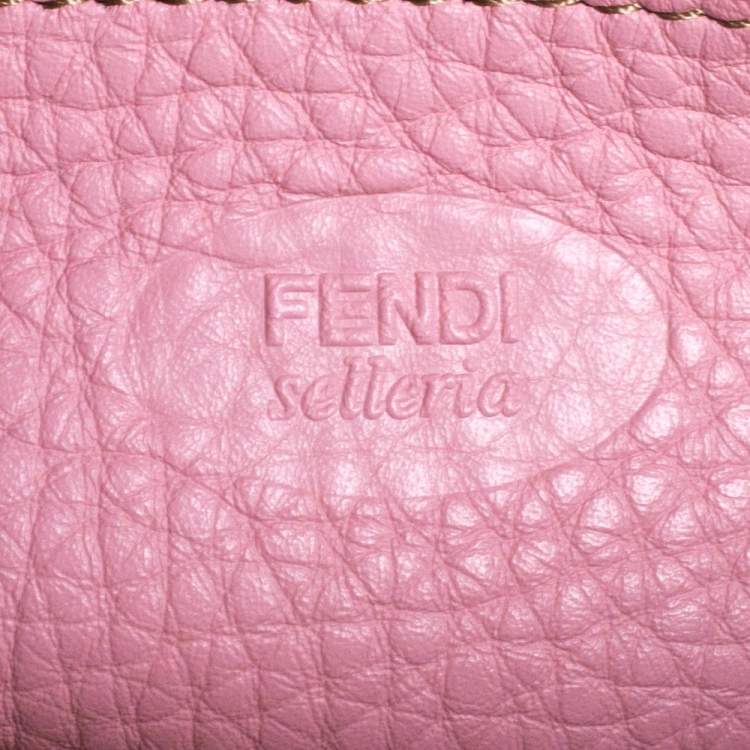 Pre Owned Fendi Pink Leather Selleria Flap Clutch