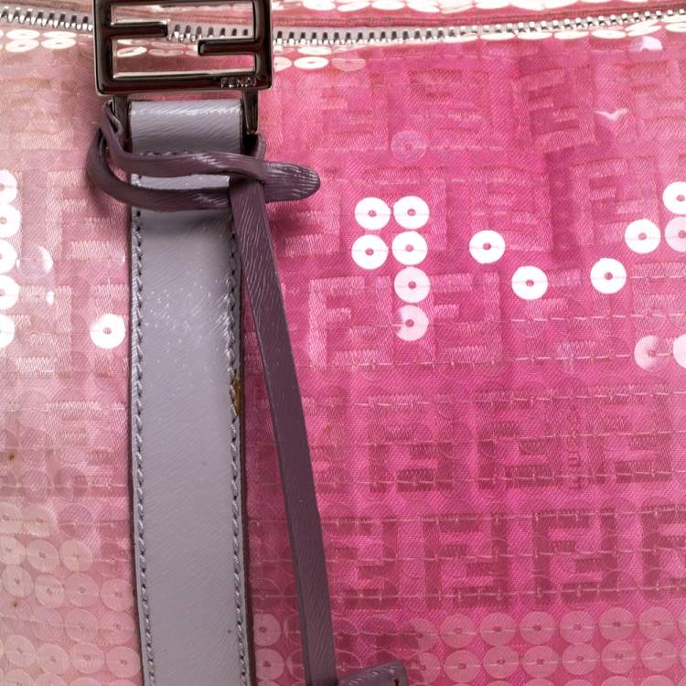 Pre Owned Fendi Pink Ombre Sequins and Fabric Small Forever Bauletto Boston Bag