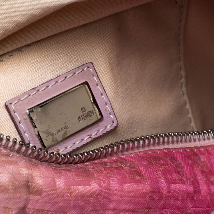 Pre Owned Fendi Pink Ombre Sequins and Fabric Small Forever Bauletto Boston Bag