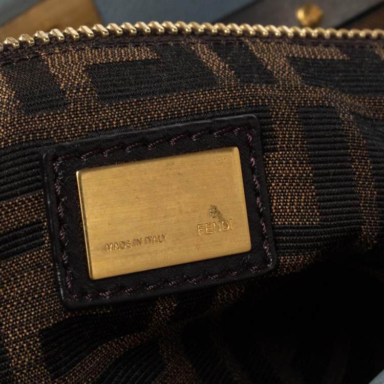 مملوكة مسبقًا Fendi Grey Leather Large Peekaboo Top Handle Bag
