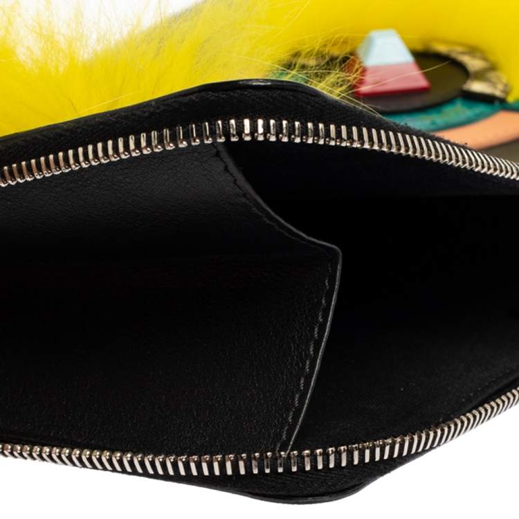 Pre Owned Fendi Black Leather and Python Dolce Monster Clutch