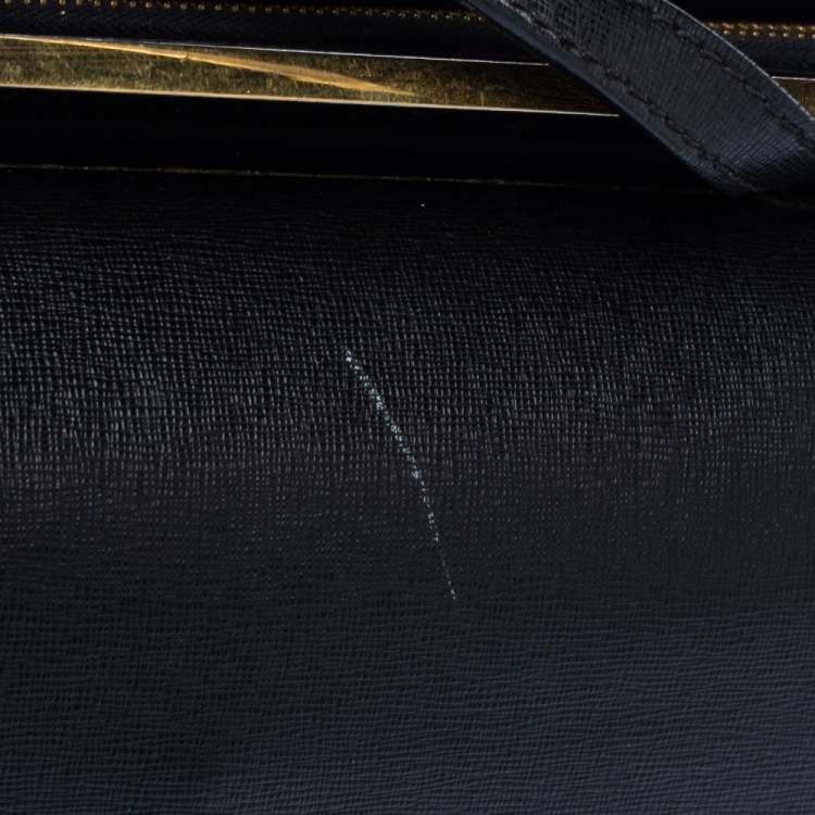 مملوكة مسبقًا Fendi Black Textured Leather Small Demi Jour Top Handle Bag