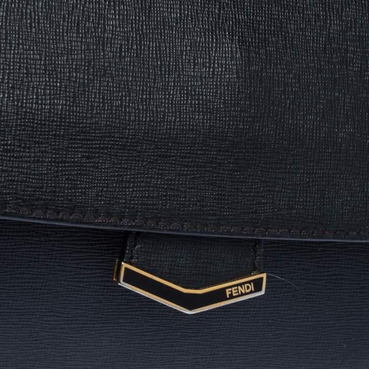 مملوكة مسبقًا Fendi Black Textured Leather Small Demi Jour Top Handle Bag
