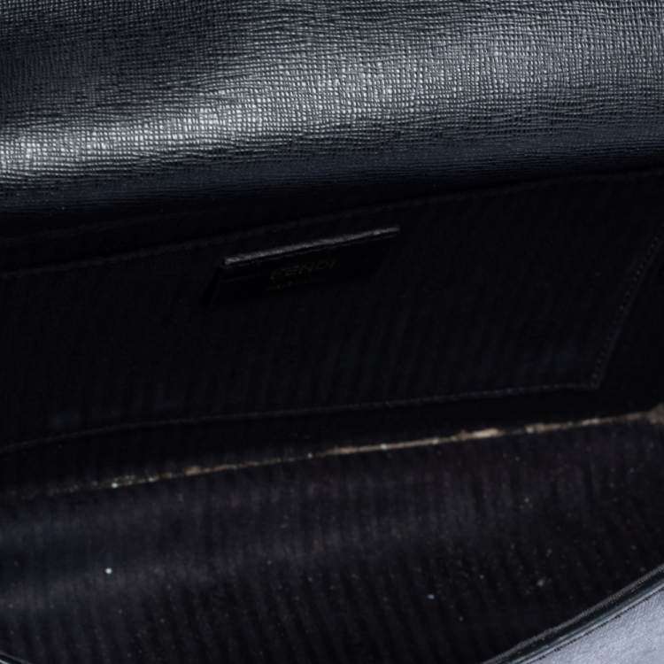 مملوكة مسبقًا Fendi Black Textured Leather Small Demi Jour Top Handle Bag