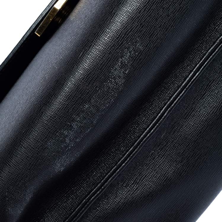 مملوكة مسبقًا Fendi Black Textured Leather Small Demi Jour Top Handle Bag