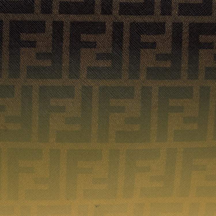 Pre Owned Fendi Tobacco Ombre Zucca Coated Canvas Clutch