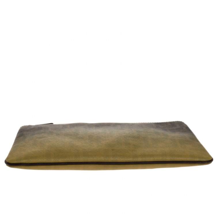 Pre Owned Fendi Tobacco Ombre Zucca Coated Canvas Clutch