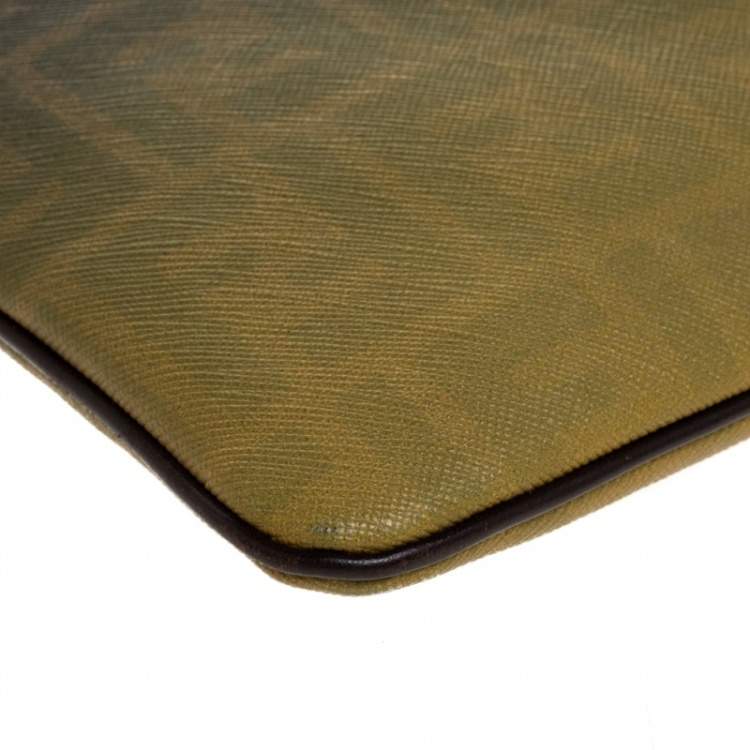 Pre Owned Fendi Tobacco Ombre Zucca Coated Canvas Clutch