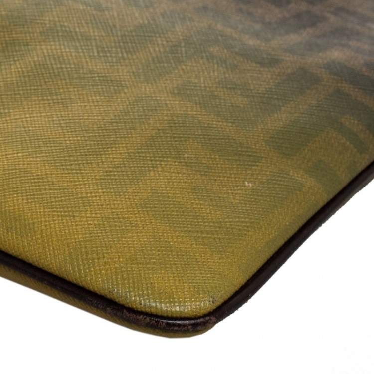 Pre Owned Fendi Tobacco Ombre Zucca Coated Canvas Clutch