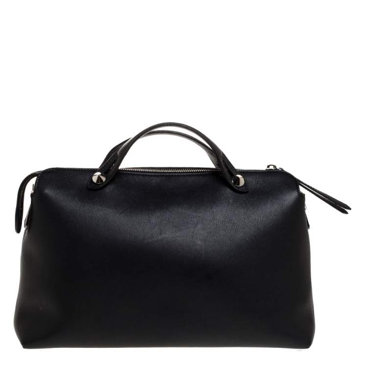 Pre Owned Fendi Black Leather Medium By The Way Boston Bag