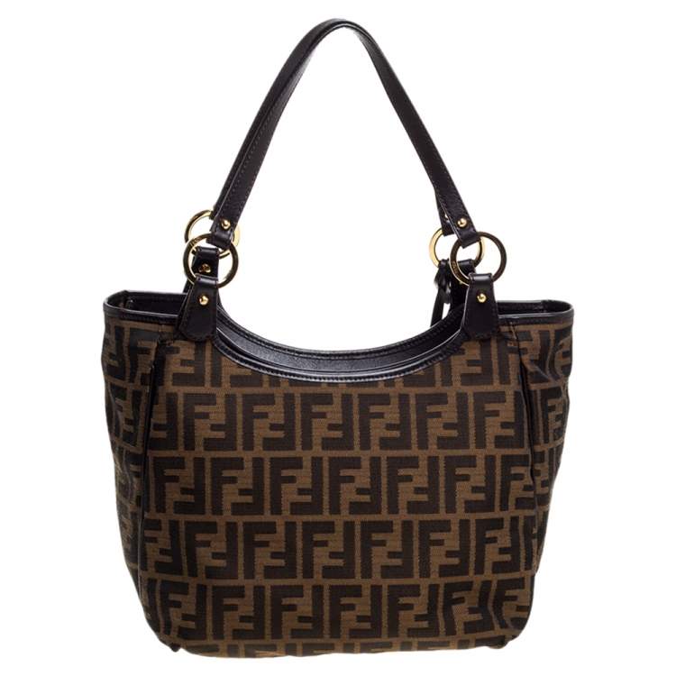 Pre Owned Fendi Tobacco Zucca Canvas and Leather Chef Shopper Tote