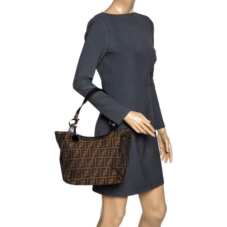 Pre Owned Fendi Tobacco Zucca Canvas and Leather Chef Shopper Tote