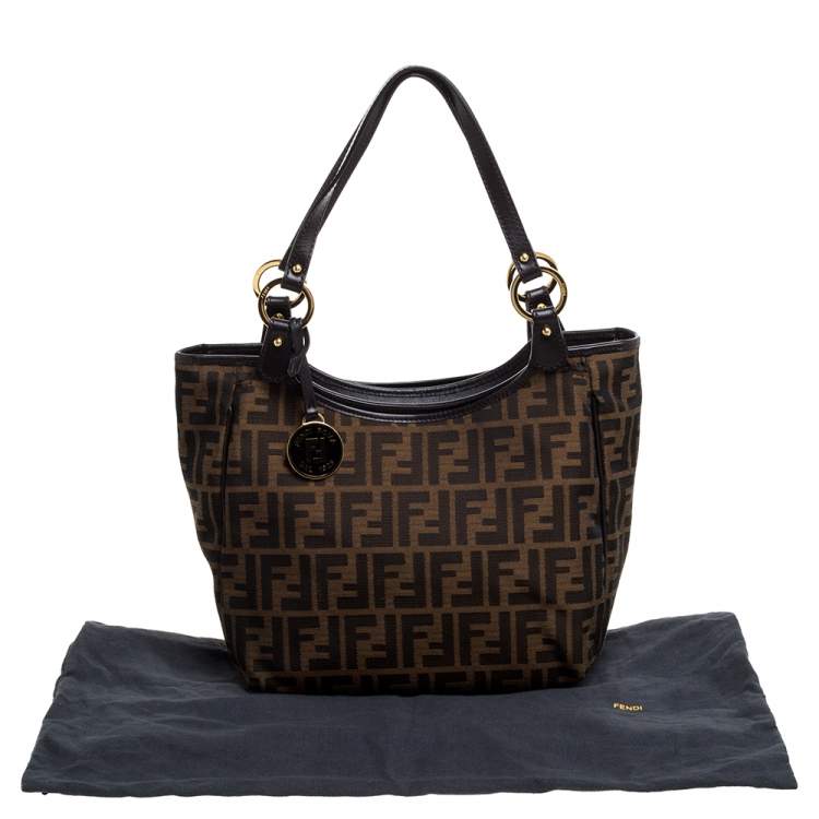 Pre Owned Fendi Tobacco Zucca Canvas and Leather Chef Shopper Tote
