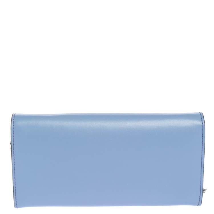 Pre Owned Fendi Lilac Leather Studded Wallet On Chain