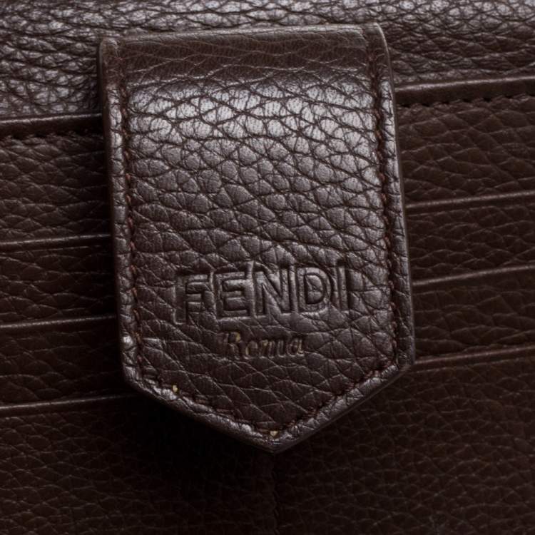 Pre Owned Fendi Brown Zucca Canvas and Leather Continental Wallet