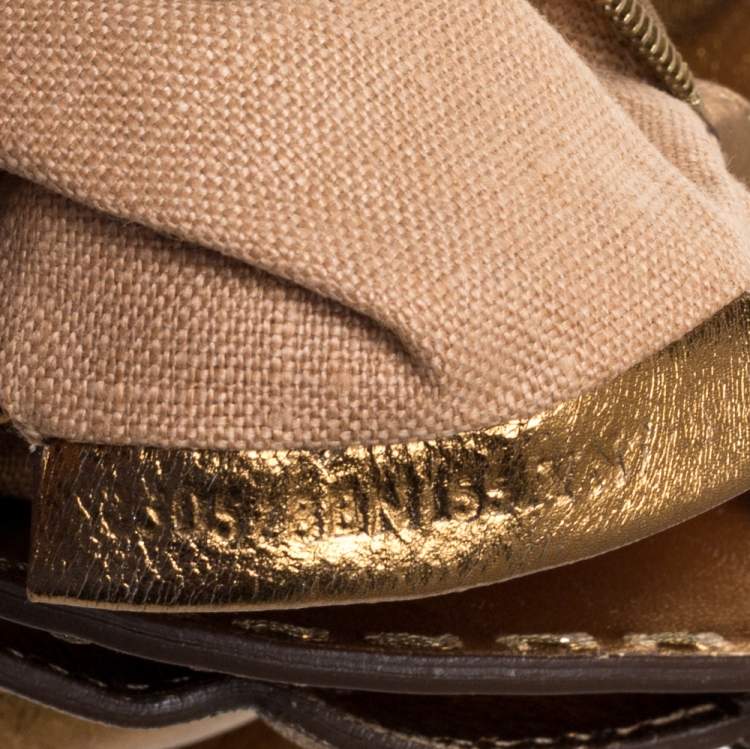 Pre Owned Fendi Metallic Gold Leather Selleria Villa Borghese Satchel