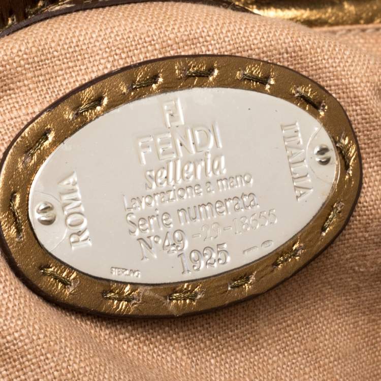Pre Owned Fendi Metallic Gold Leather Selleria Villa Borghese Satchel