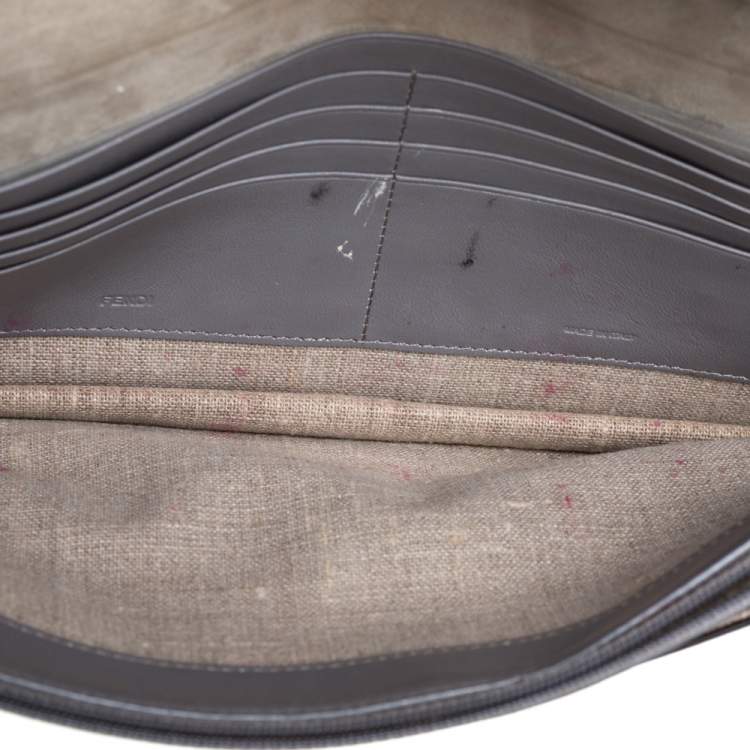 Pre Owned Fendi Multicolor Python and Leather Envelope Clutch