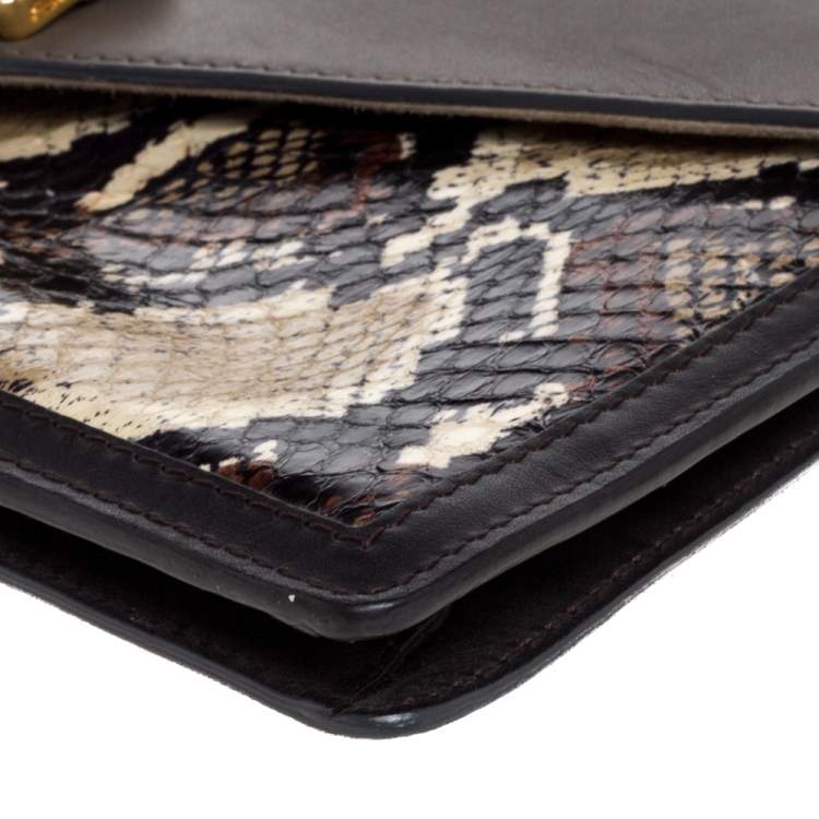 Pre Owned Fendi Multicolor Python and Leather Envelope Clutch
