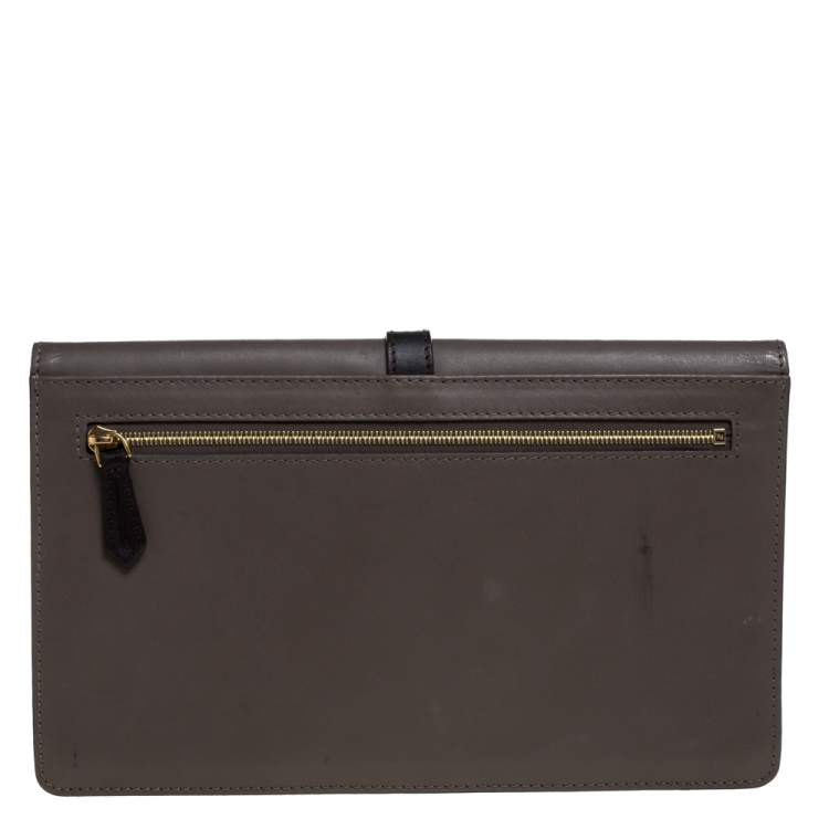 Pre Owned Fendi Multicolor Python and Leather Envelope Clutch