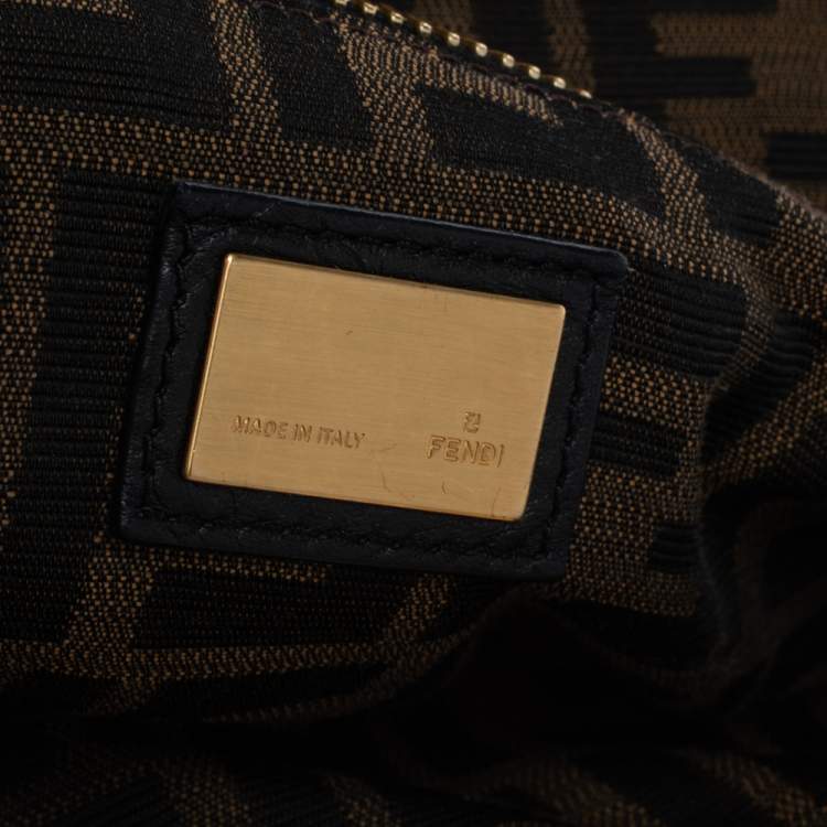 Pre Owned Fendi Black Leather Large Peekaboo Top Handle Bag