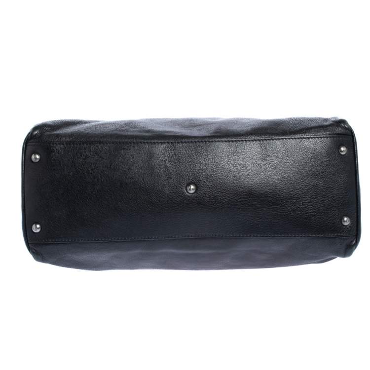 Pre Owned Fendi Black Leather Large Peekaboo Top Handle Bag