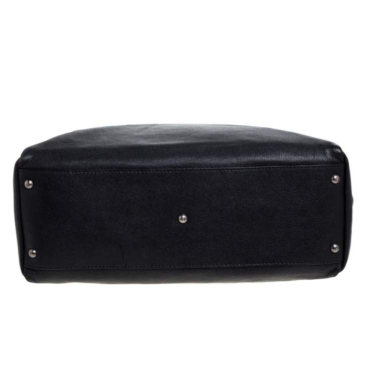 Pre Owned Fendi Black Leather Large Peekaboo Top Handle Bag