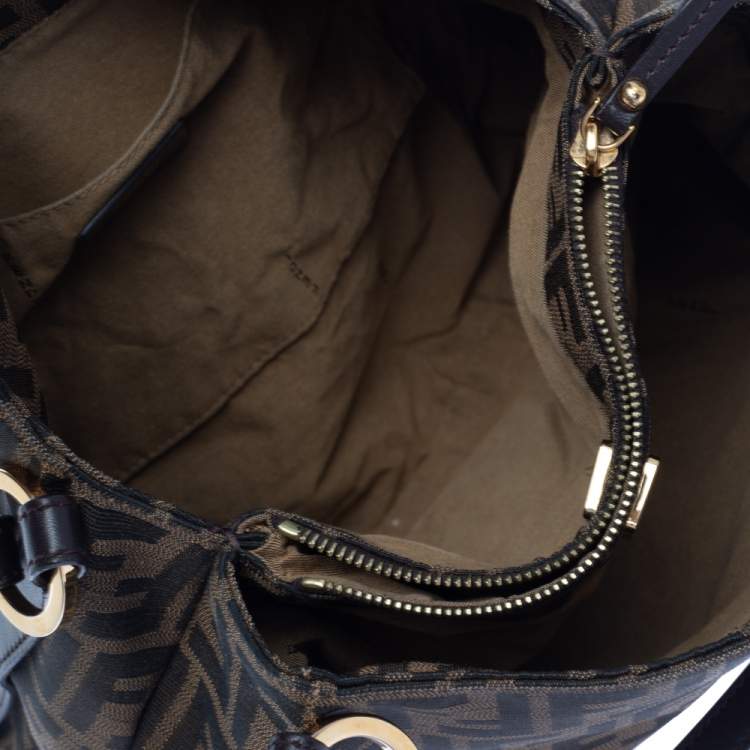 Pre Owned Fendi Tobacco Zucca Canvas and Leather Chef Tote
