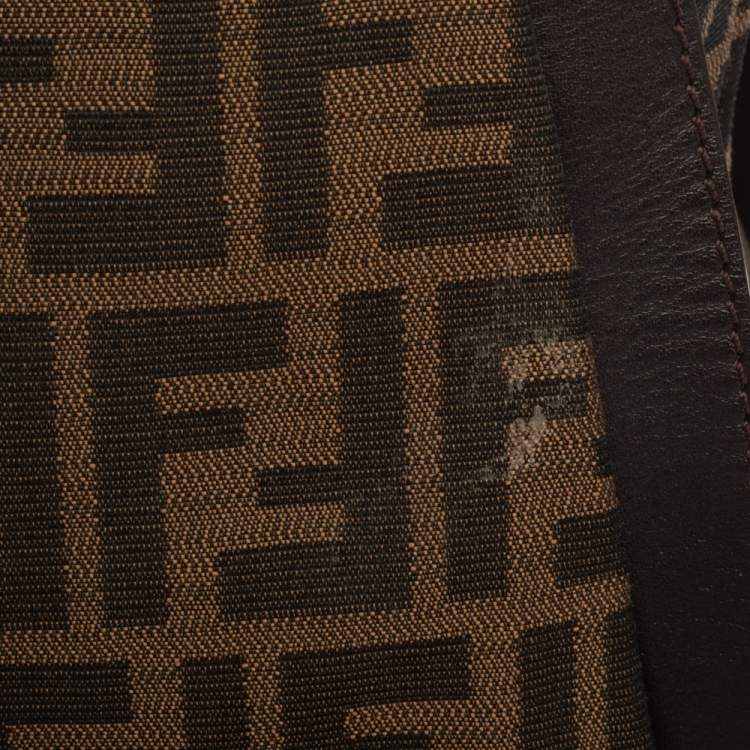Pre Owned Fendi Tobacco Zucca Canvas and Leather Chef Tote