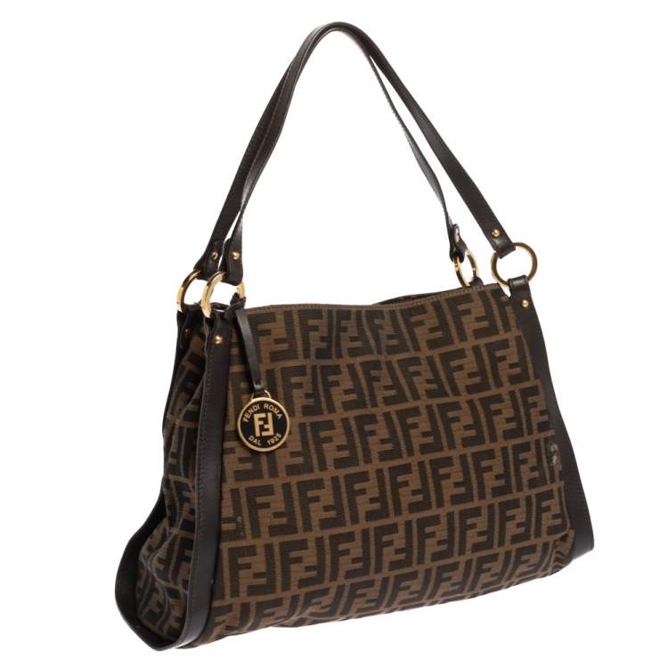 Pre Owned Fendi Tobacco Zucca Canvas and Leather Chef Tote