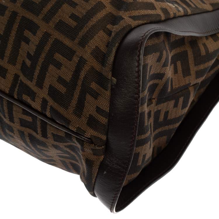 Pre Owned Fendi Tobacco Zucca Canvas and Leather Chef Tote