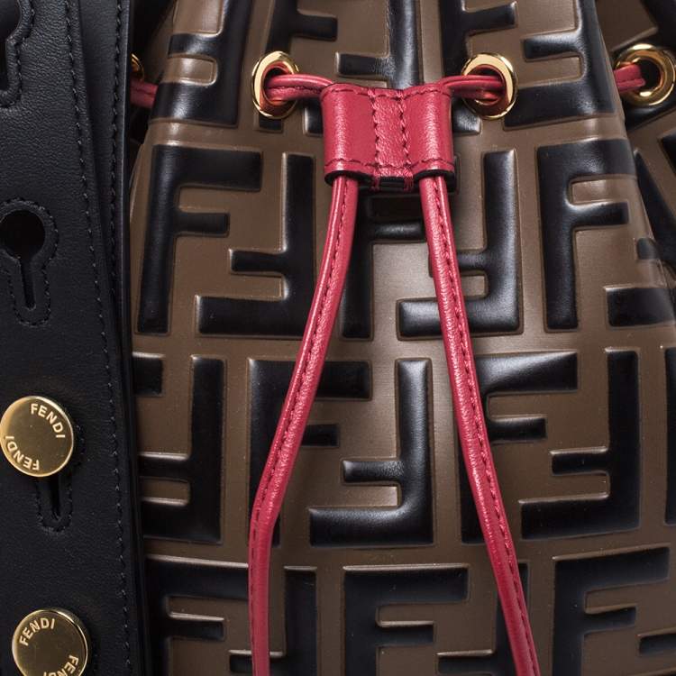 Pre Owned Fendi Tricolor Zucca Leather Mon Tresor Grande Bucket Bag