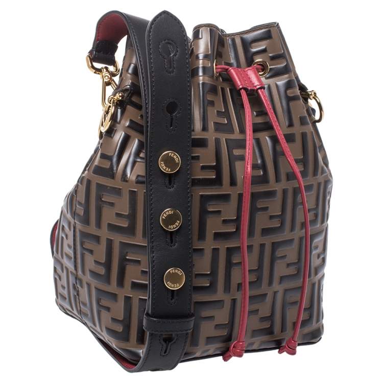 Pre Owned Fendi Tricolor Zucca Leather Mon Tresor Grande Bucket Bag