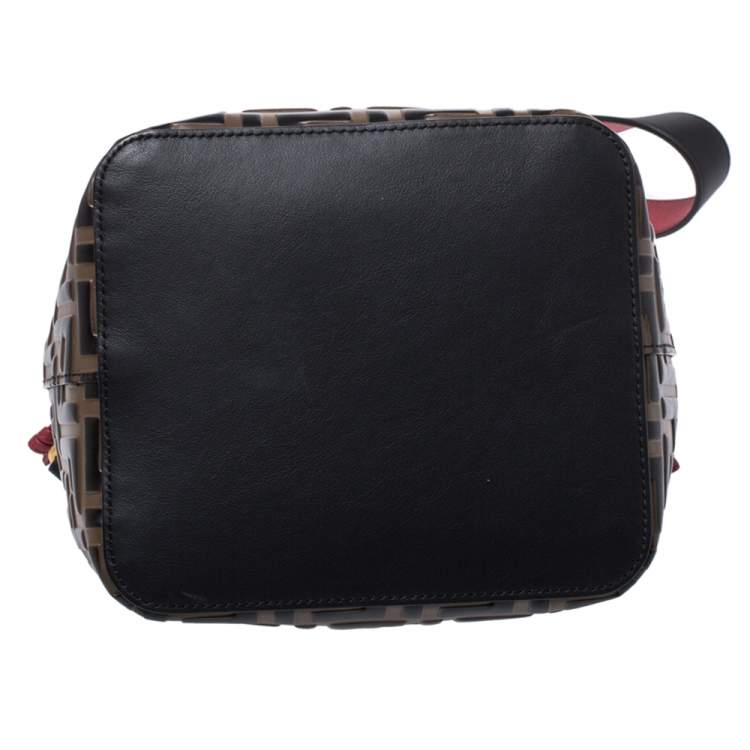 Pre Owned Fendi Tricolor Zucca Leather Mon Tresor Grande Bucket Bag