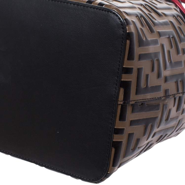 Pre Owned Fendi Tricolor Zucca Leather Mon Tresor Grande Bucket Bag