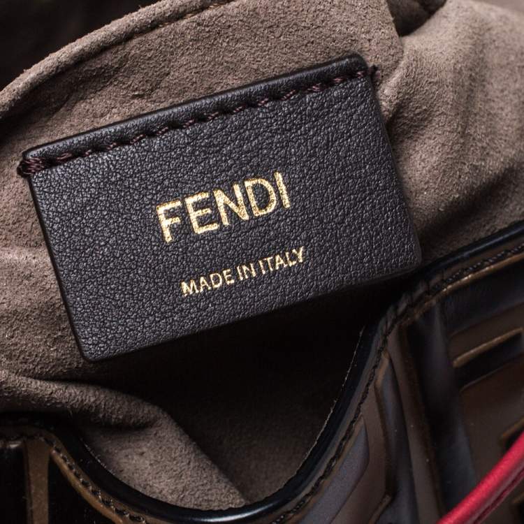 Pre Owned Fendi Tricolor Zucca Leather Mon Tresor Grande Bucket Bag