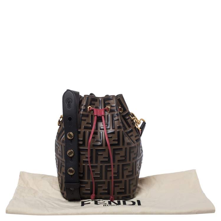 Pre Owned Fendi Tricolor Zucca Leather Mon Tresor Grande Bucket Bag