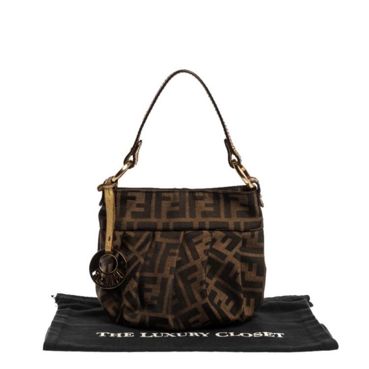Pre Owned Fendi Tobacco Zucca Canvas and Leather Mini Chef Bag