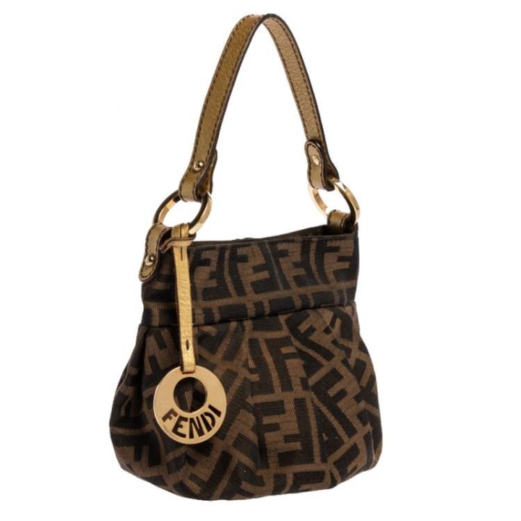 Pre Owned Fendi Tobacco Zucca Canvas and Leather Mini Chef Bag