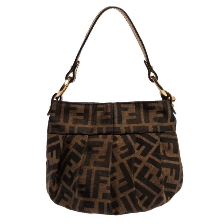 Pre Owned Fendi Tobacco Zucca Canvas and Leather Mini Chef Bag