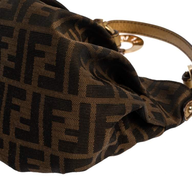 Pre Owned Fendi Tobacco Zucca Canvas and Leather Mini Chef Bag
