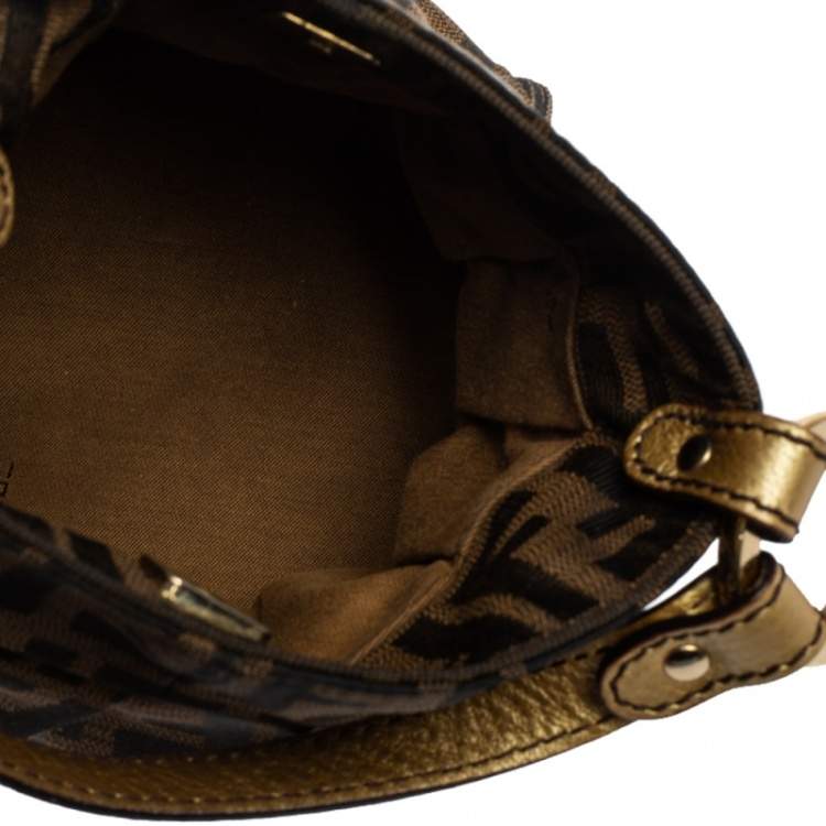 Pre Owned Fendi Tobacco Zucca Canvas and Leather Mini Chef Bag