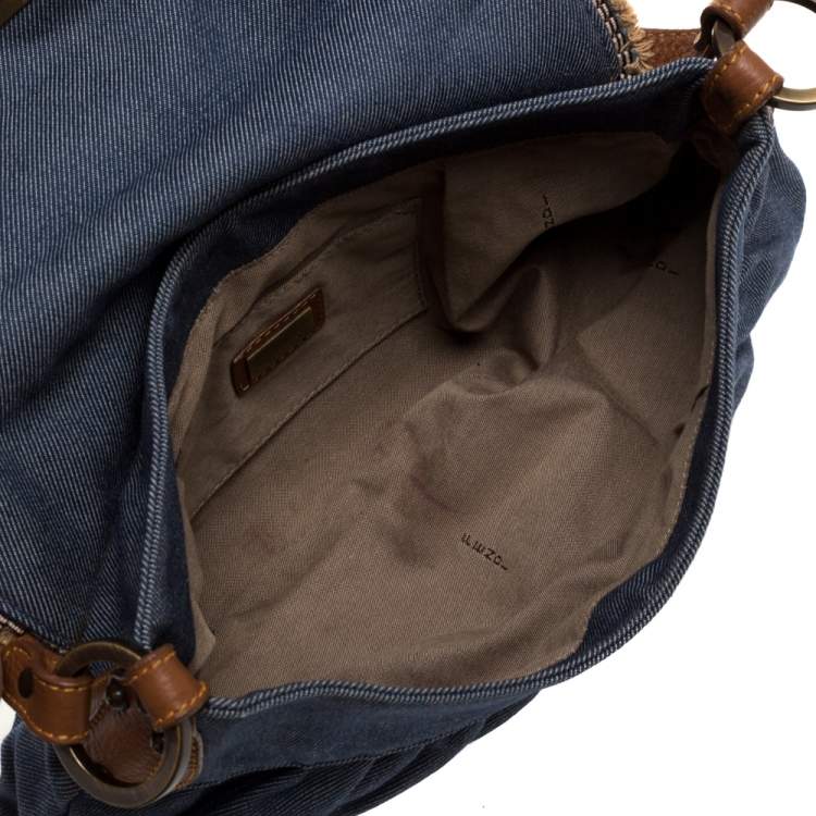 Pre Owned Fendi Blue Denim Chef Shoulder Bag