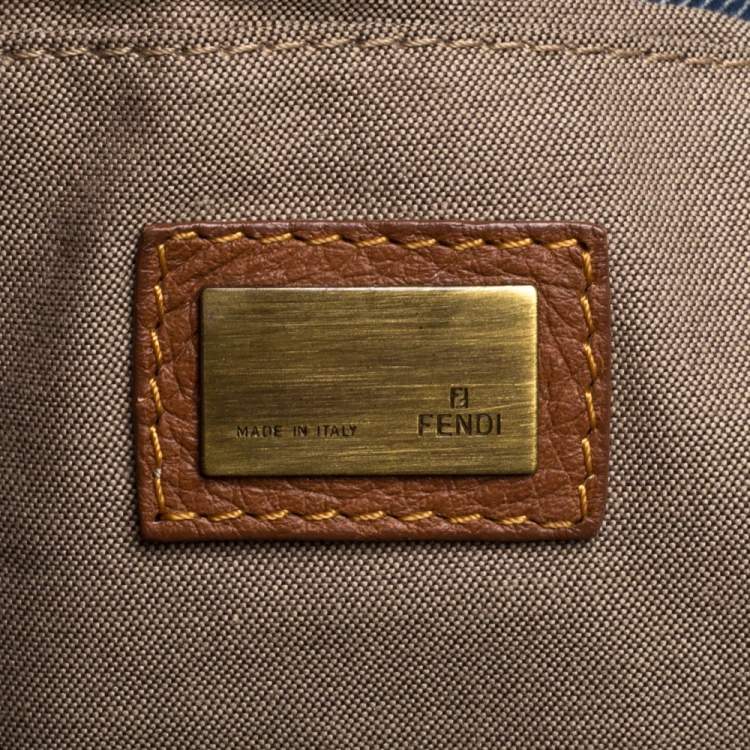 Pre Owned Fendi Blue Denim Chef Shoulder Bag