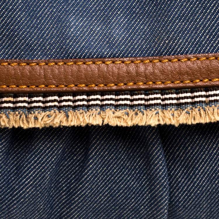 Pre Owned Fendi Blue Denim Chef Shoulder Bag